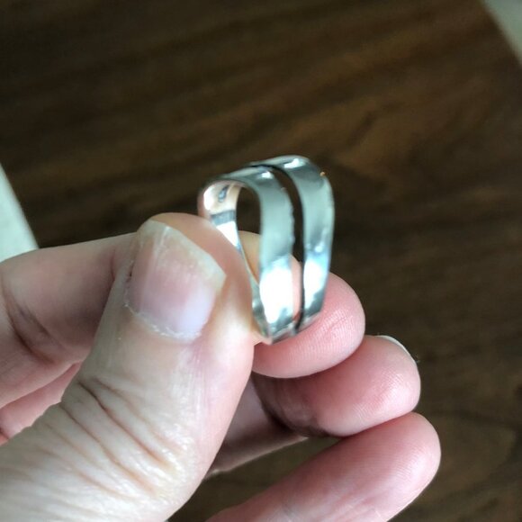 Vintage Casual Stamped Sterling CI Wave Design Silver Ring Sz OS - Picture 5 of 11